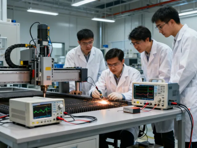Hypertherm engineering team testing cutting systems in R&D laboratory
